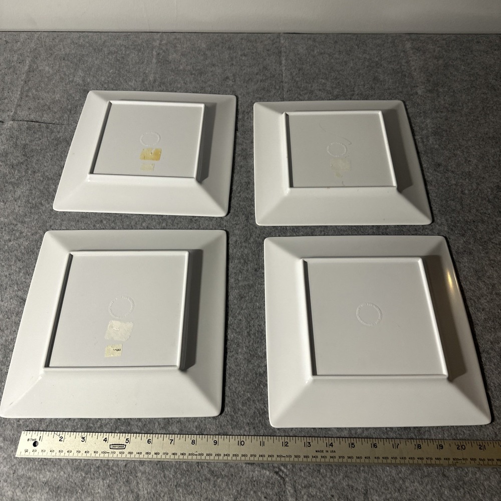 Melamine Sq Plate Set 4 Beach Scene Christopher Vine Plastic Dinner Nautical - Picture 7 of 11